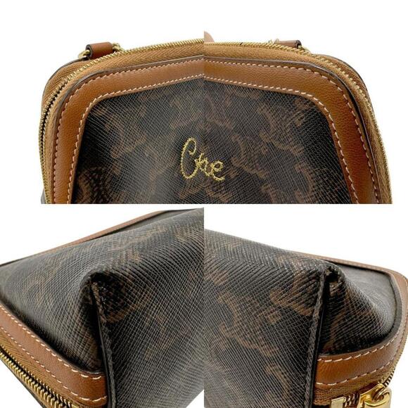 CELINE Brown Coated Canvas Shoulder Bag - Picture 3 of 5